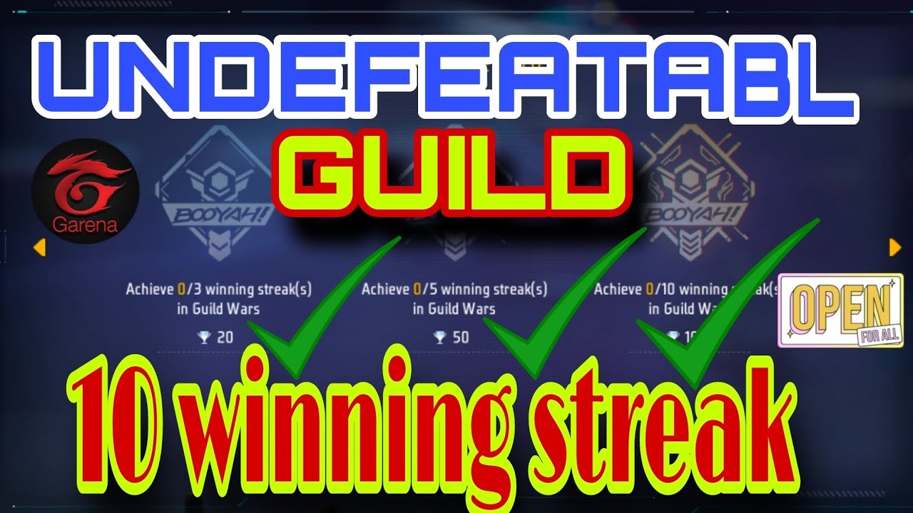 Undefetabl guild winning streak achievement mission how to complete undefetabl guild free fire
