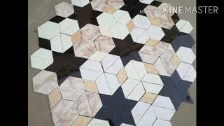 How to make 6 leaf flowers design with tile peaces 3d floor amazing design in tiles peaces