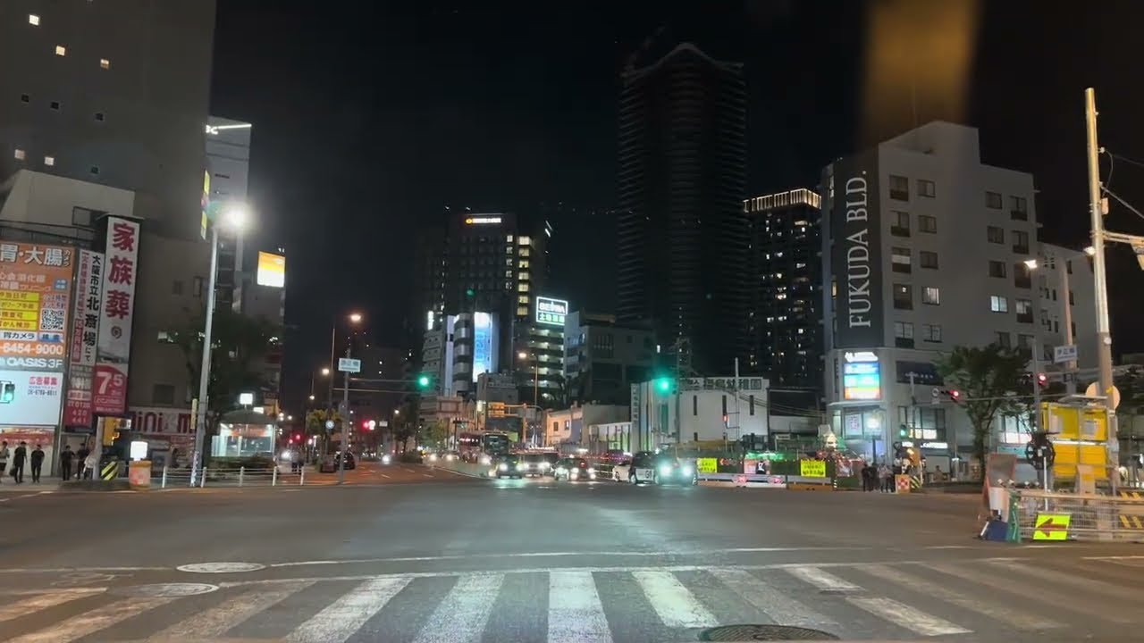 【大阪夜景ドライブ】Lofi BGMで楽しむグラングリーン大阪→なにわ筋の夜景 | Osaka Night Drive 🌙