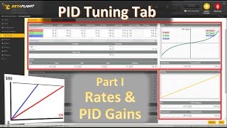 Betaflight PID Tuning tab: Rates and PID Gains