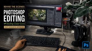 Behind the Scenes Photoshop Editing for Healing Guitar Grove | Soft Acoustic Music Artwork screenshot 3