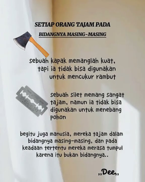 Setiap Orang Tajam Pada Bidangnya Masing-masing