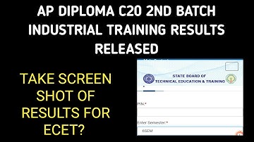 ap diploma c20 2nd batch industrial training results released| ap Ecet 2023 counselling video|