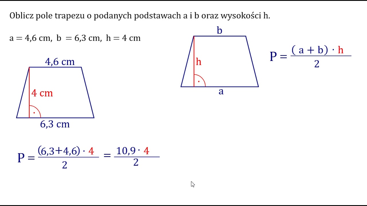 Oblicz Pole Trapezu Pierwiastek Z 3 Oblicz pole trapezu o podanych podstawach a i b oraz wysokości h