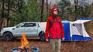 Truck Tent Camping In Heavy Rain | Cooking 'Camp' Egg Rolls