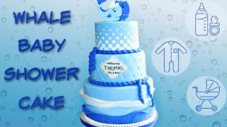 WHALE\/NAUTICAL BABY SHOWER CAKE TUTORIAL || Janie's Sweets