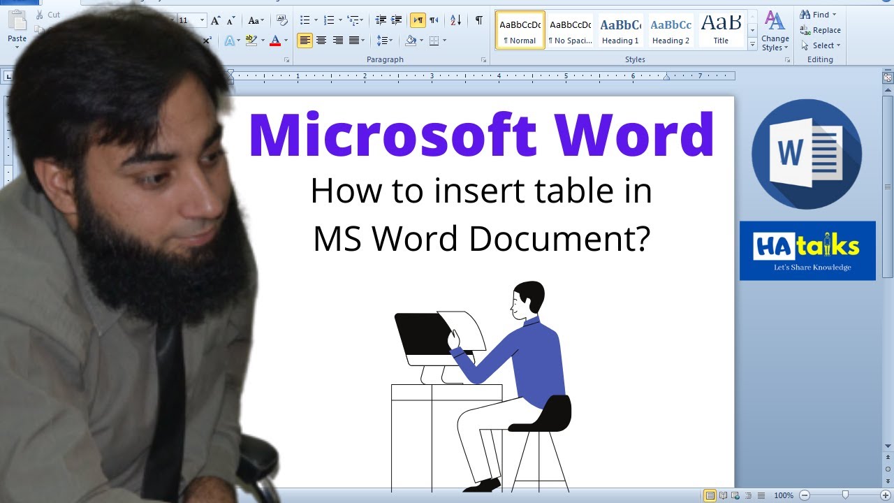 How to Insert Table in MS Word | Microsoft Word Tutorial | Ha Talks ...