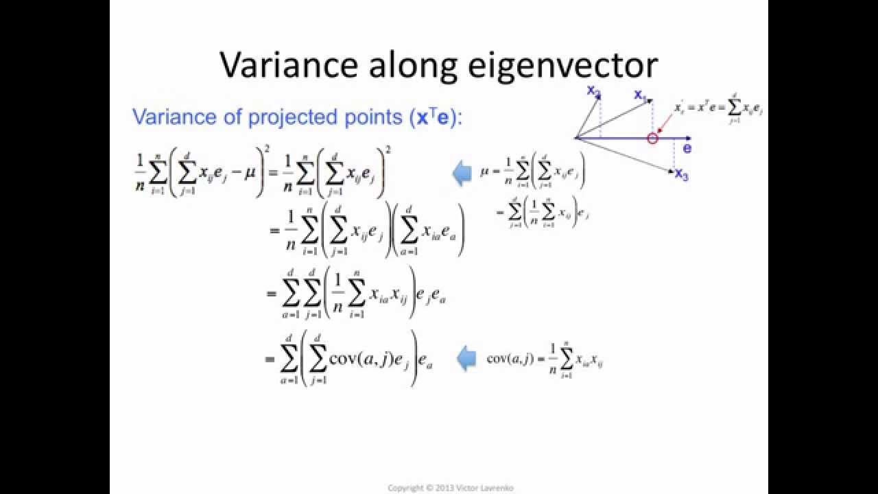 PCA 26: eigenvalue = variance along eigenvector