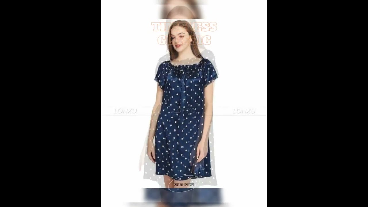 ⚡Buy Women Polka Dots Silk Night Dress exclusively at LeStyleParfait.com 👈