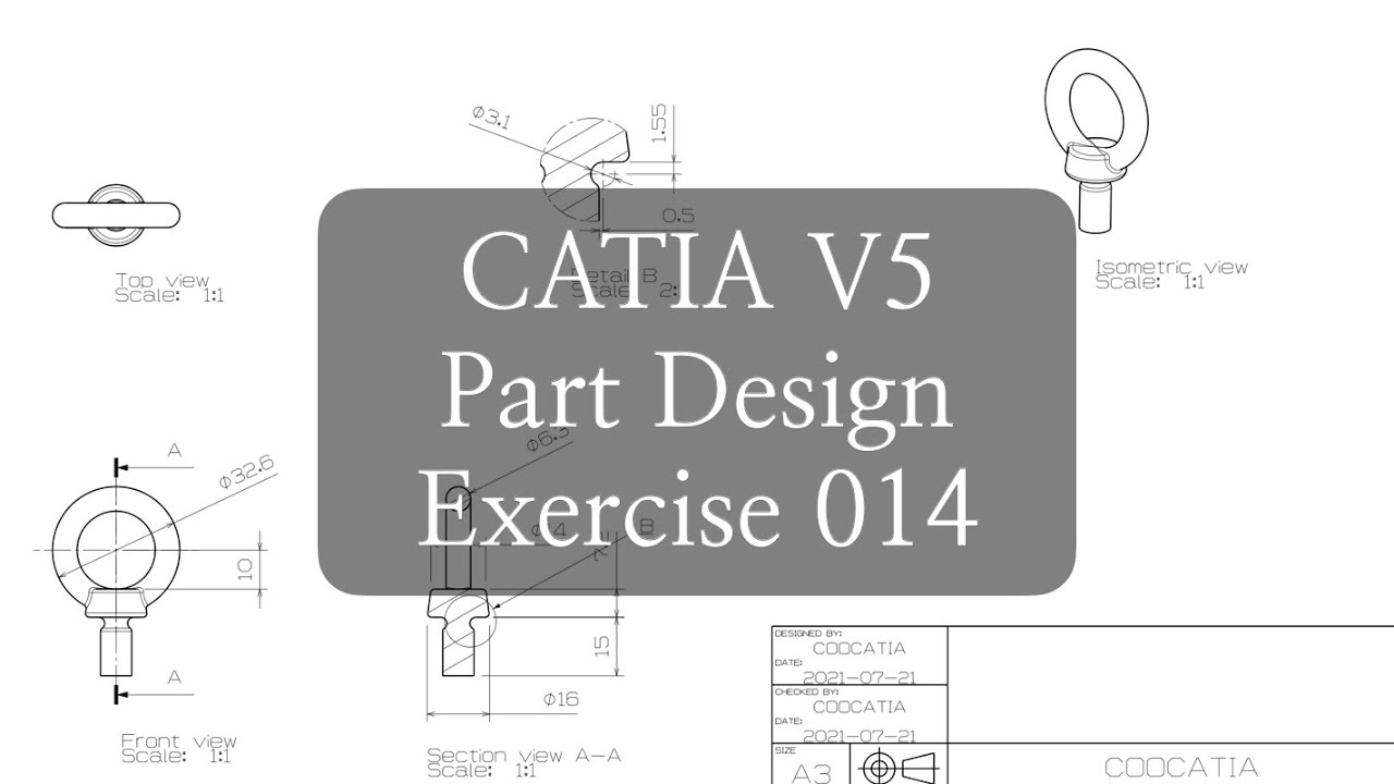 CATIA V5 Part Design Rib Exercise 014 - YouTube