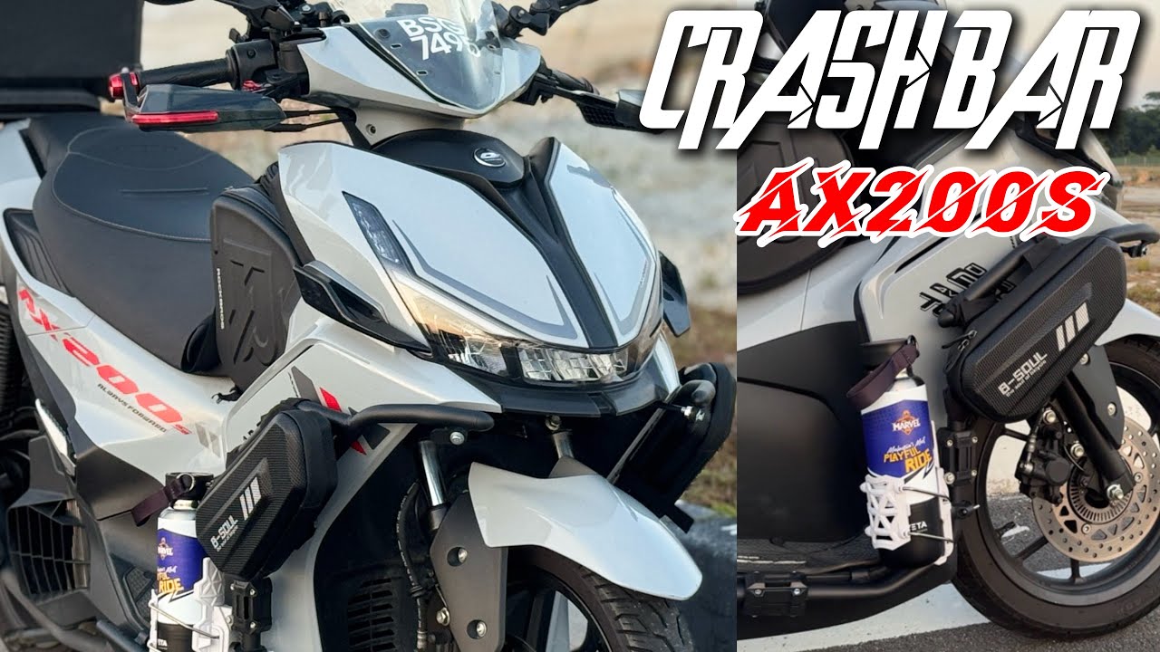 SKUTER AX200S PASANG CRASH BAR BIAR NAMPAK SOLID