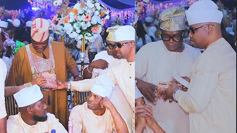 Mc Oluomo Removes N2 Million From Fathia Balogun's Purse as Femi Adebayo prostrates To Greet Him