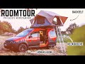 VW Caddy Minicamper Roomtour - wenig Raum perfekt genutzt! Heckdusche, Dachzelt und Kaffeemaschine!