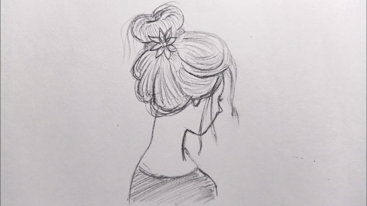 How To Draw A Girl With A Messy Bun Hair Step By Step Youtube