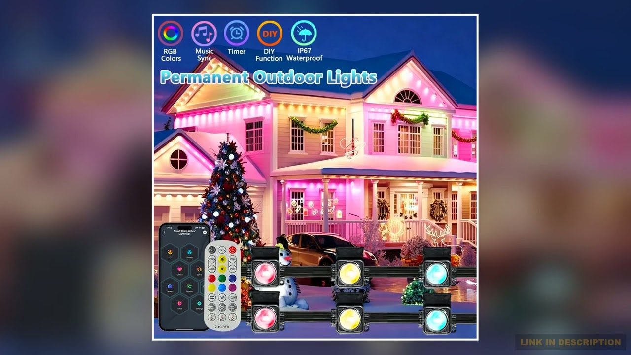Permanent Outdoor Lights RGB Eaves Lights with Remote APP Control Outdoor Waterproof String Lights
