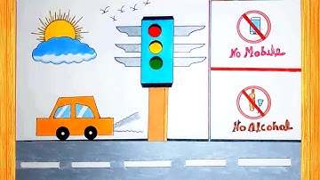 How to Draw Traffic Light | Traffic Light Drawing Step by Step | Traffic Signal Drawing easy