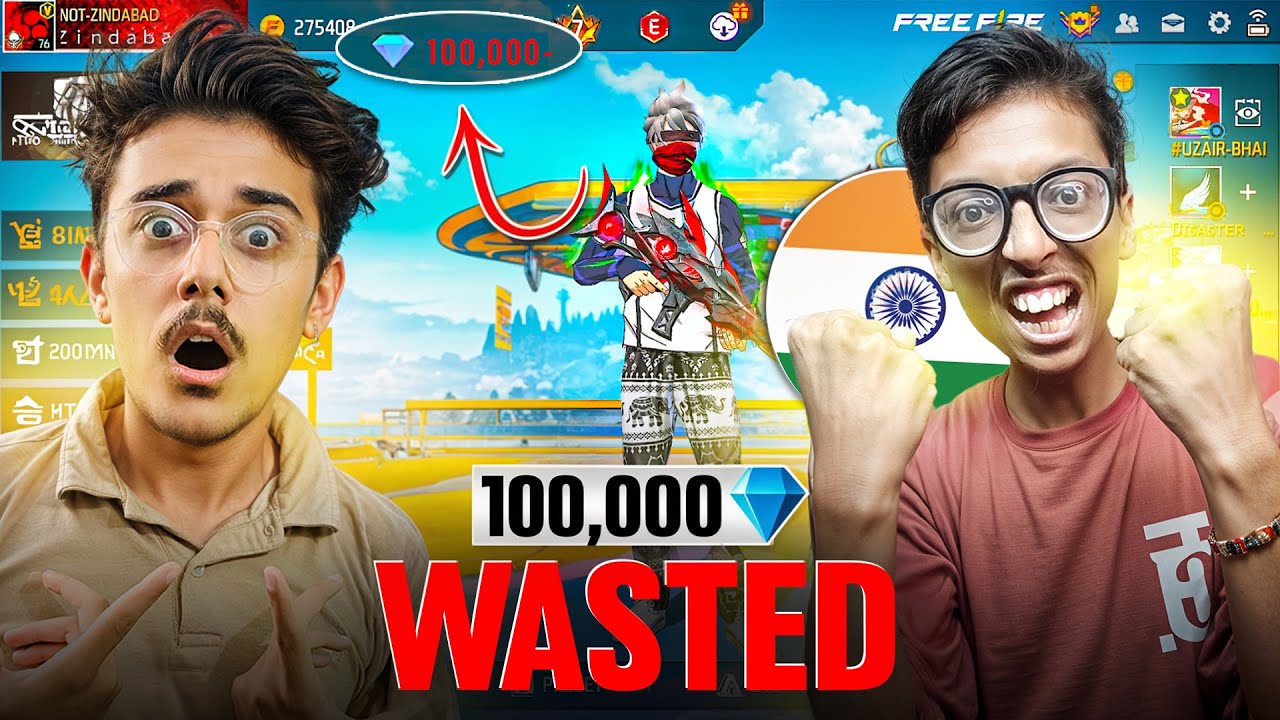 Indian Streamer Wasted 100,000 Diamonds in My V Badge Account! 😱 | Garena Free Fire