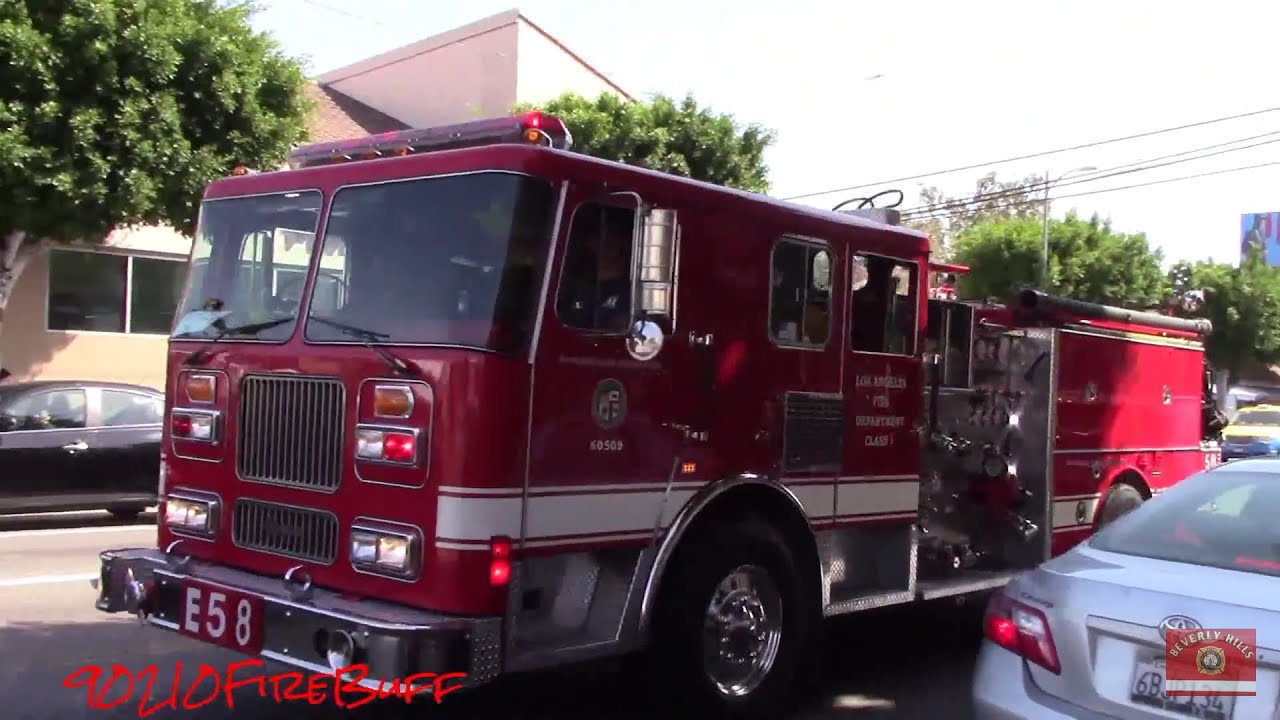 LAFD Engine 58 (spare) Responding (Lots of Horn) - YouTube