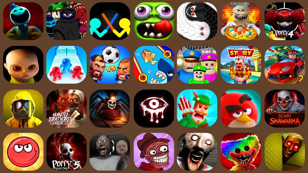 Roblox,Bowmasters,Pocoyo Prison,Slendrina 1,Mr Meat,Red Ball 4,Hide in The Backroom,Troll Face Quest