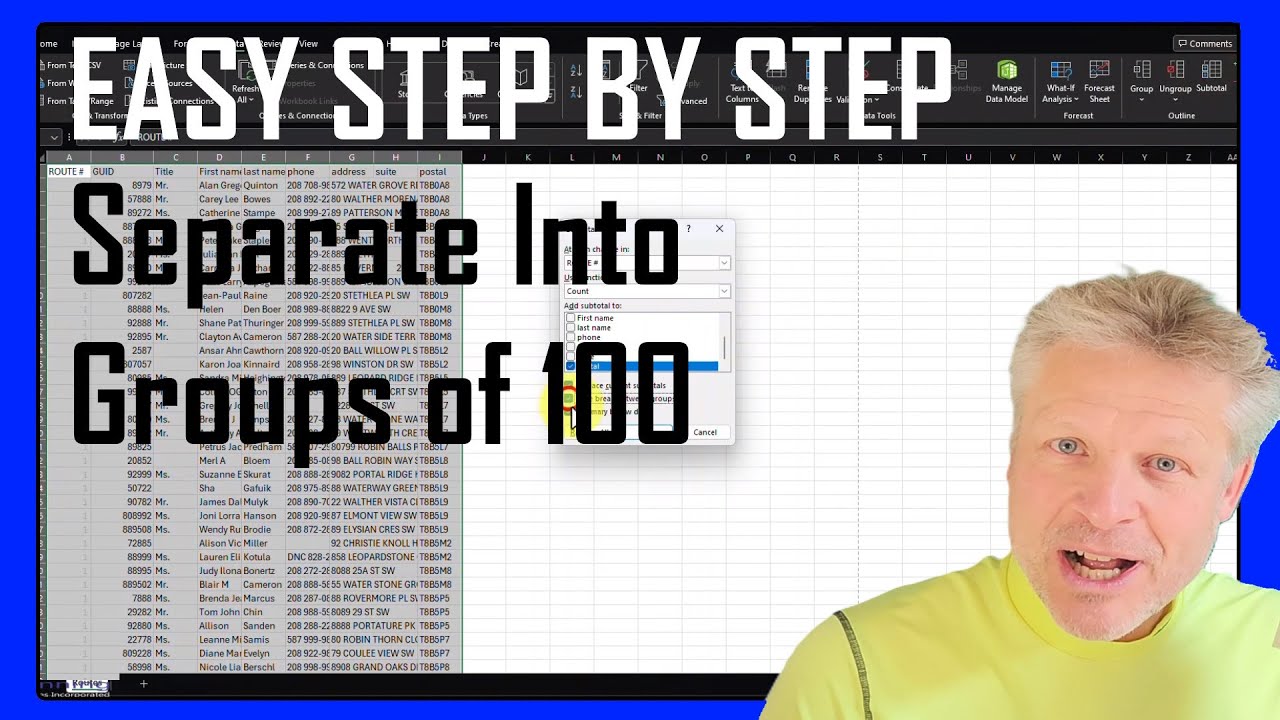 EASY! Split Excel Into Groups of 100 Rows