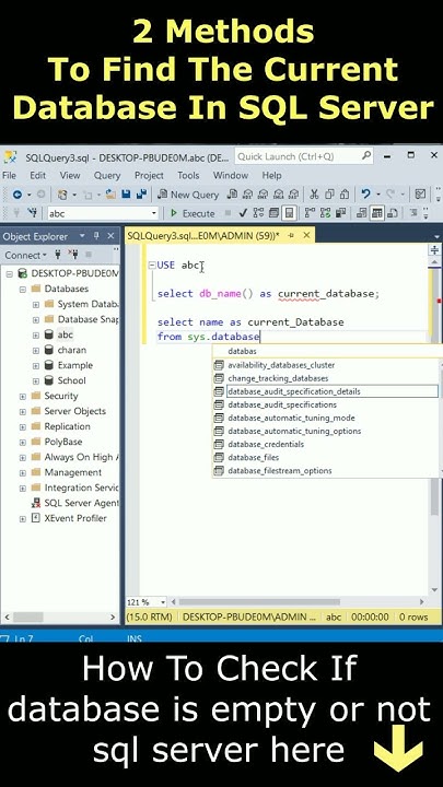 Find out the current database in sql server sql query 2 methods - YouTube