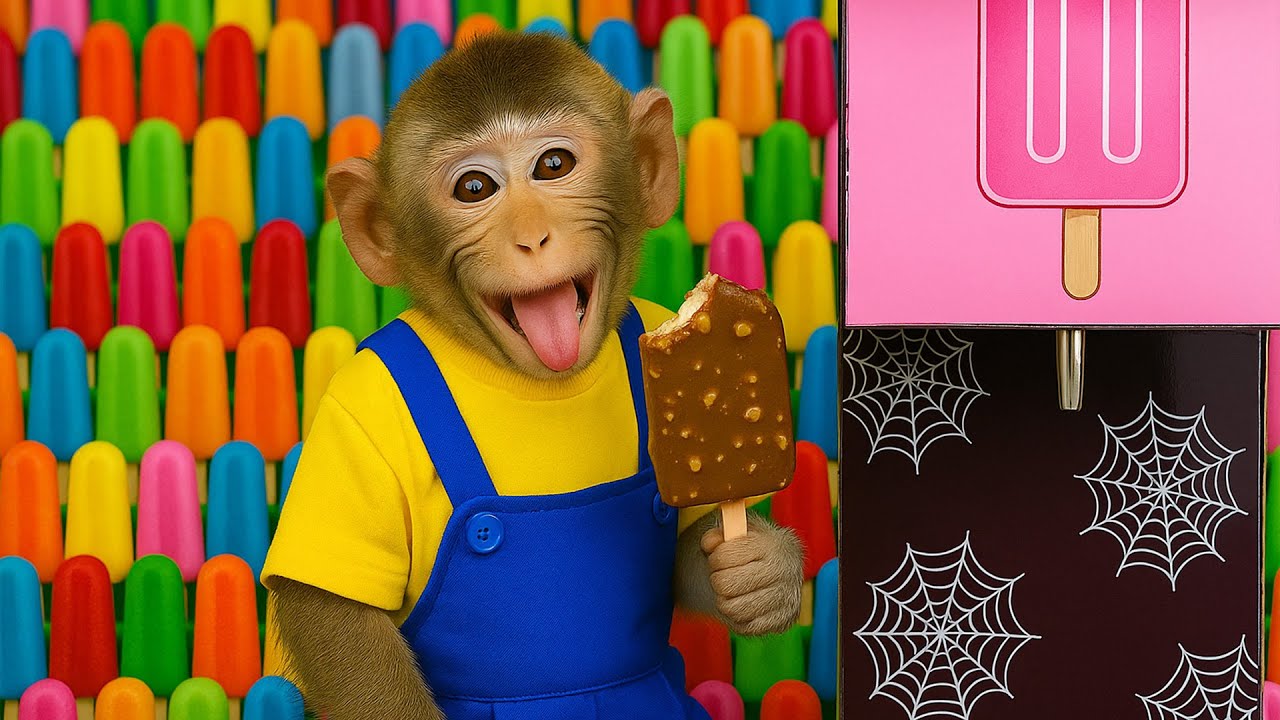 Baby DoDo Monkey Explores All the Colorful Ice Cream Flavors from the Vending Machine! | DODO MONKEY