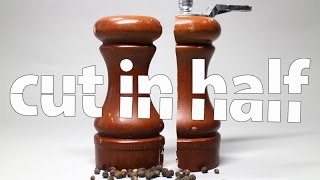 pepper mill cut in half with waterjet