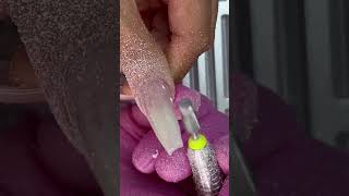 Removing gel polish and reshaping nail with 1 drill bit #nails #nailtutorial