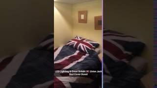 LED Bedroom Lighting & Great Britain Union Jack Flag Bed Cover