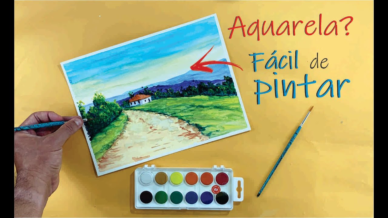 PINTURA EM AQUARELA - COMO PINTAR PAISAGEM COM CAMINHO