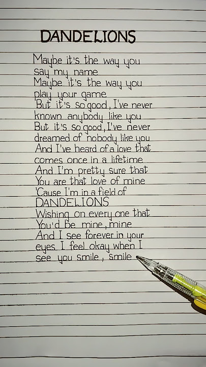Dandelions Lyrics🌸 Song by Ruth B #dandelions #ruthb #lyrics