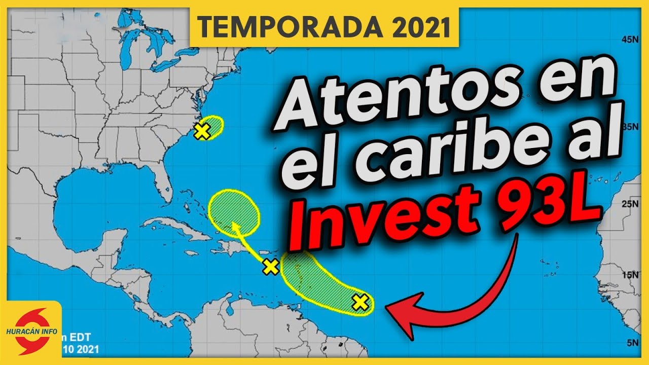 Invest 93L se acerca al Caribe. Invest 92L cerca de Carolina del Norte