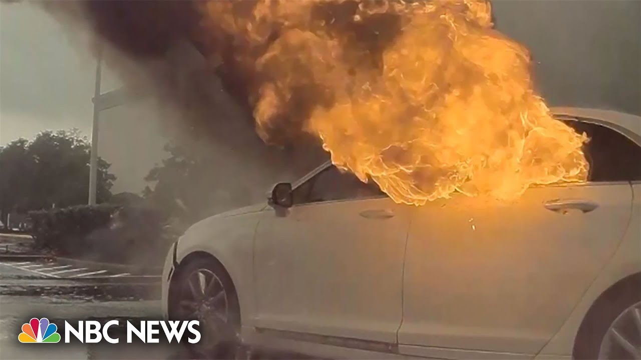 Florida woman accused of shoplifting while car caught on fire with children inside