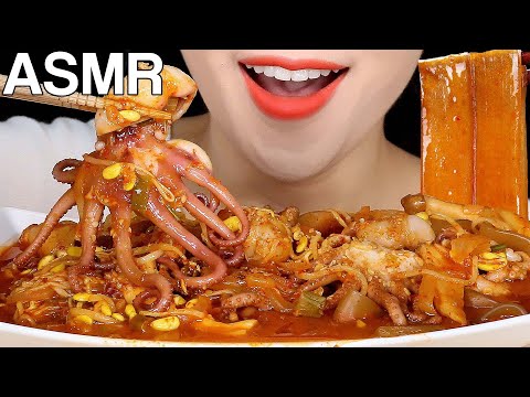 <strong>ASMR</strong> Spicy Long-Legged Octopus Bean Sprouts Giant <strong>Glass</strong> Noodles 콩나물낙지찜 Eating Sounds Mukbang 먹방