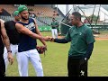 Fernando Tatis JR y Robinson Cano preparándose para su Debut con las Estrellas