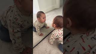 Baby Asher discovers his handsome identical twin baby mirror twin