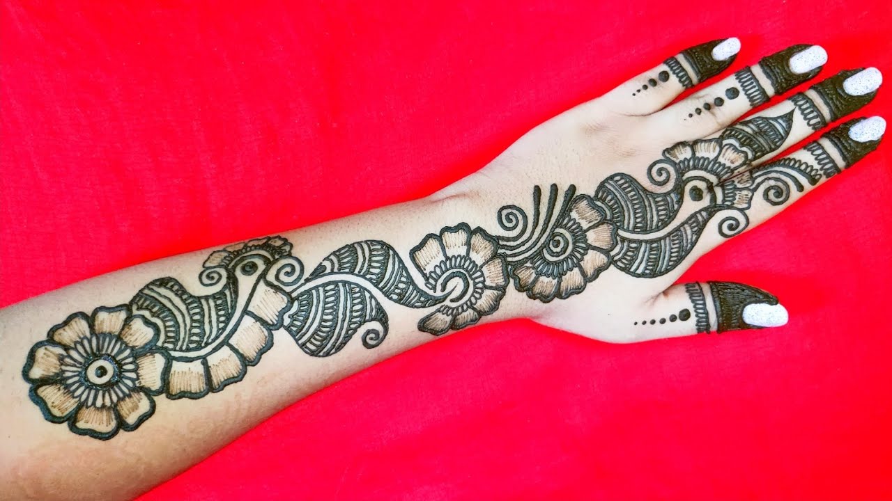 EASIEST SIMPLE ARABIC MEHNDI DESIGN TUTORIAL || आसान और सुंदर Back Hand अरबी  style मेहँदी डिज़ाइन - YouTube