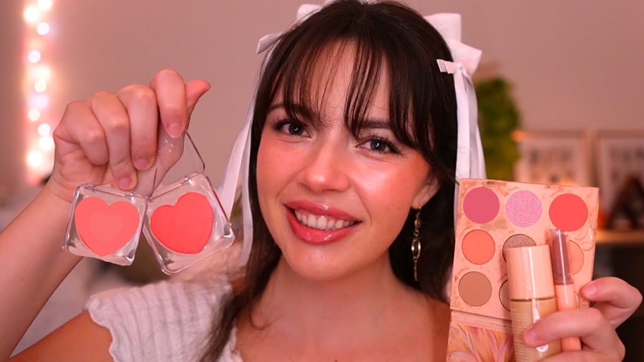 ASMR Doing Your Soft, Glowy, Pink Makeup 🎀🌷🌙 (gentle, soft, quiet)