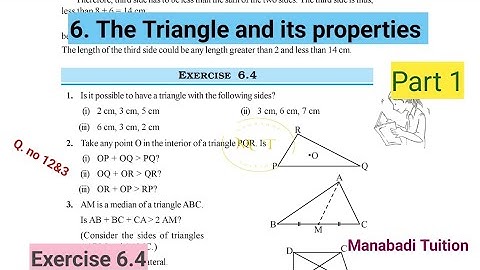 7th class maths|Chapter 6|🤷‍♀️ Triangles and its Properties|💁Exercise 6.4 |Q no 1,2&3| part 1|