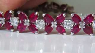 Famous AVIS DIAMOND 24.26 NATURAL FINE GEM RUBY DIAMOND SNOWFLAKE BRACELET CLUSTER TENNIS Profile