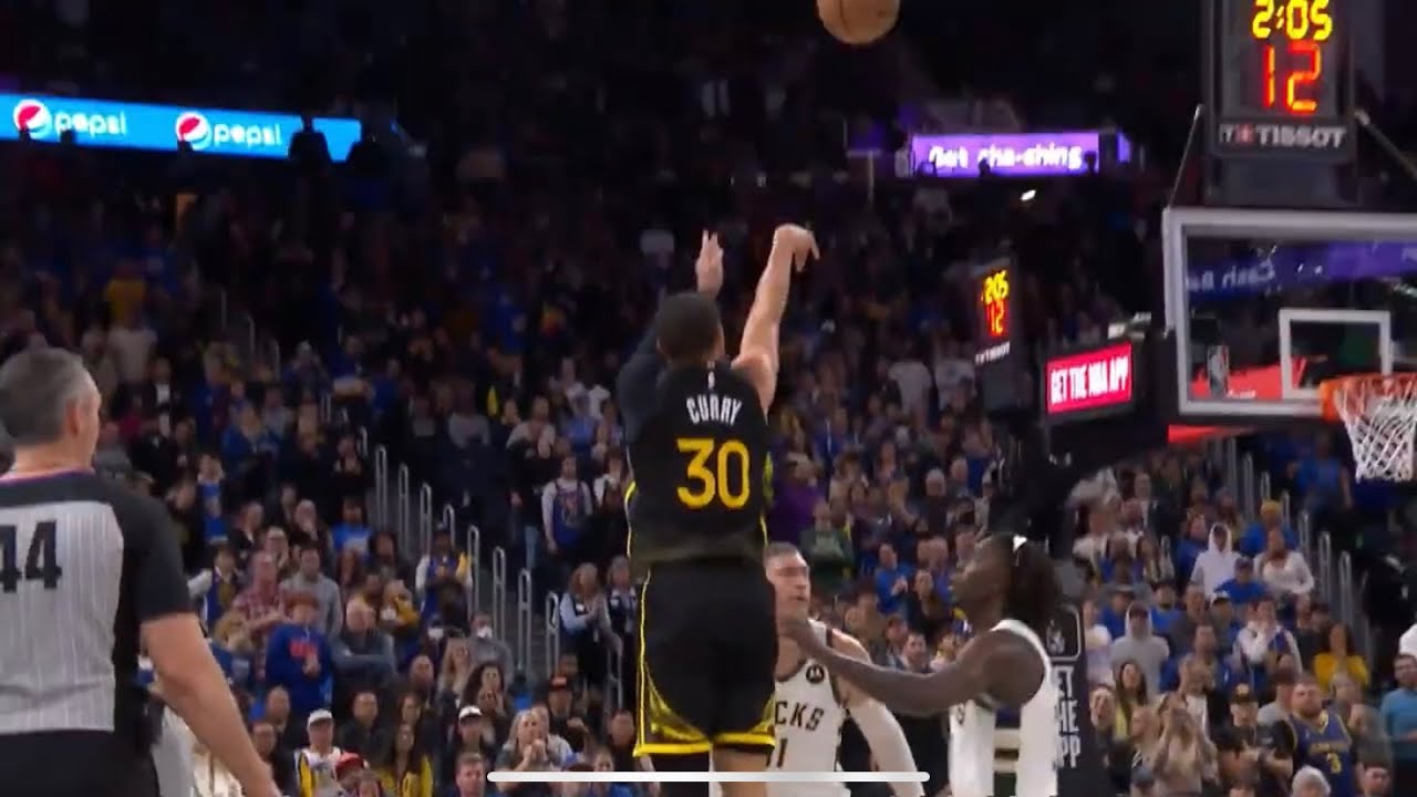 Steph Curry Drills A Long Distance 3 While Double teamed Against The steph-curry-drills-a-long-distance-3-while-double-teamed-against-the