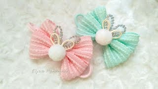 Cute Headband Ideas : Bow Headband With Korean Ribbon & Pom-pom ball | DIY by Elysia Handmade