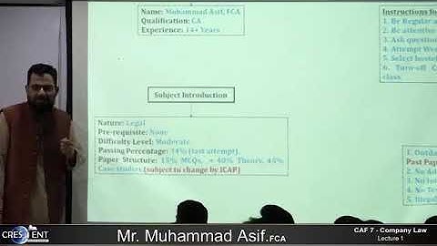 CAF 07 | COMPANY LAW | LECTURE # 01 |BY SIR ASIF