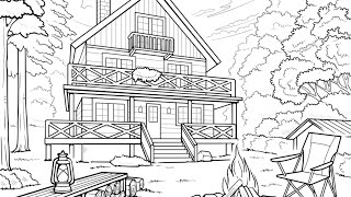 Cozy Cabin Campfire Night Relaxing Nature Paint by Numbers Zen Color Gameplay #coloringbook screenshot 4