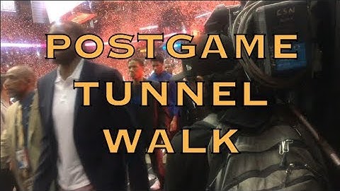 Postgame tunnel walk incl Iguodala, Steph Curry, Klay, Draymond, from Houston after 2018 WCF G5