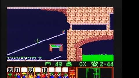 Lemmings SNES Mayhem 19 Time to get up 9412 points (94% saved & 14 items used)