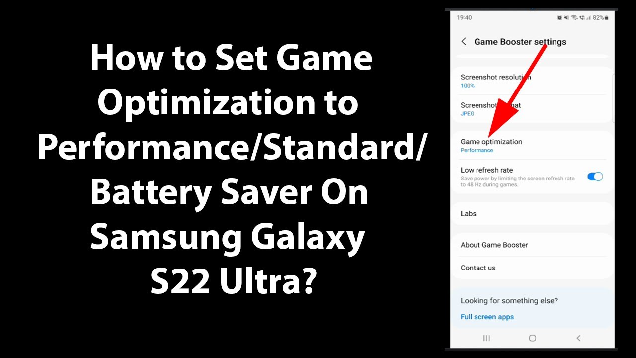 How to Set Game Optimization to Performance/Standard/Battery Saver On Samsung Galaxy S22 Ultra?