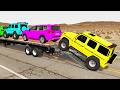 Flatbed Truck Mcqueen | Transportation with Truck - Pothole vs Car #328 - BeamNG.Drive