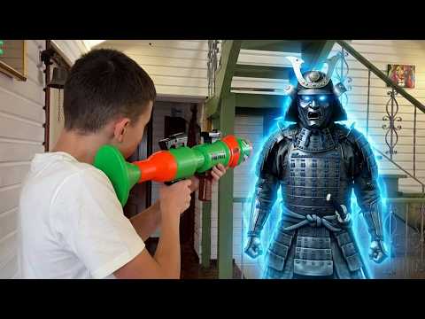 Nerf battle against the ghost of the samurai!