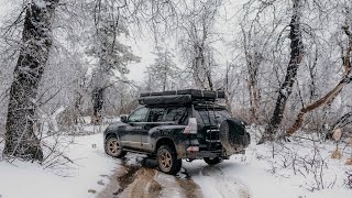 Camping In The Rain & Snow | GX 460 Overland (River Crossings, Down Trees, Landslide, Snow)